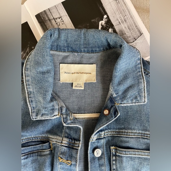 Anthropologie Pilcro Cotton Blend Distressed Denim Jacket In Blue Size S - Picture 4 of 11